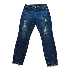 Judy Blue Relaxed Fit Distressed Mid Rise Dark Wash Jeans - Size 11/30